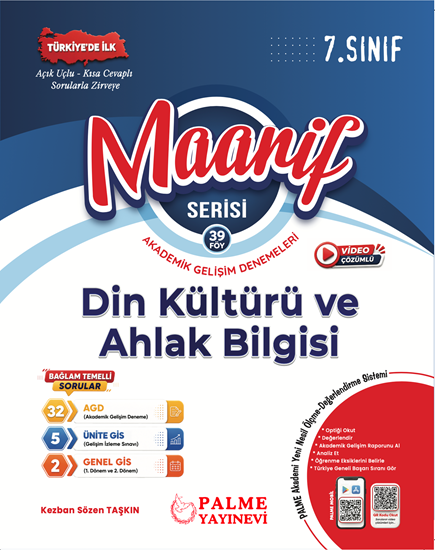 resm PALME 7.SINIF MAARİF SERİSİ DİN KÜLTÜRÜ VE AHLAK BİLGİSİ AKADEMİK GELİŞİM DENEME (39 FÖY)